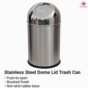 Stainless steel dome lid trash can